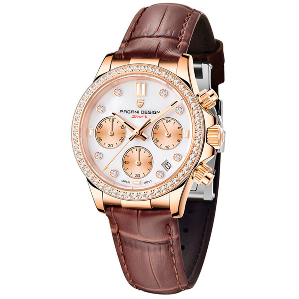 Women's Watch Pagani Design Daisy Gold Brown