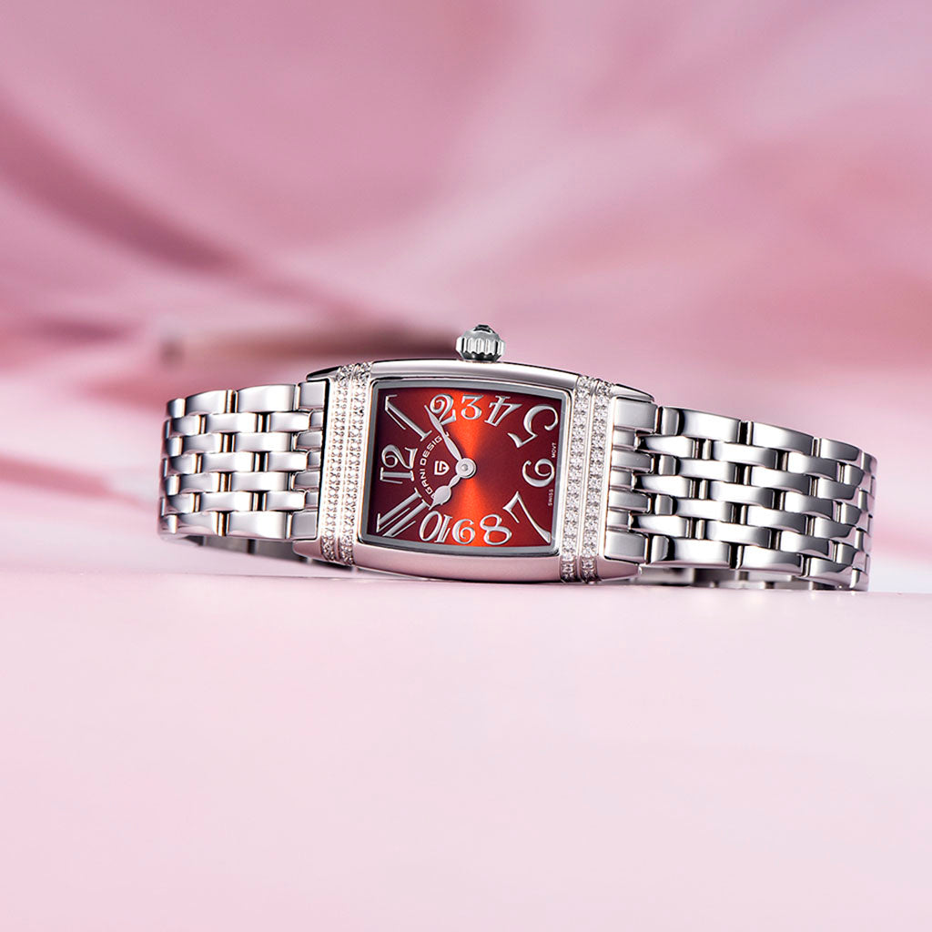 Women's Watch Pagani Design Sunflower Silver Red