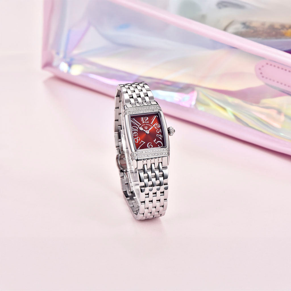 Women's Watch Pagani Design Sunflower Silver Red