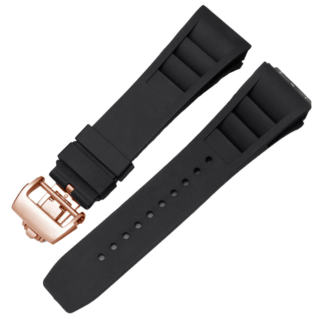 Black Rubber Strap compatible with Pagani Design Birmingham