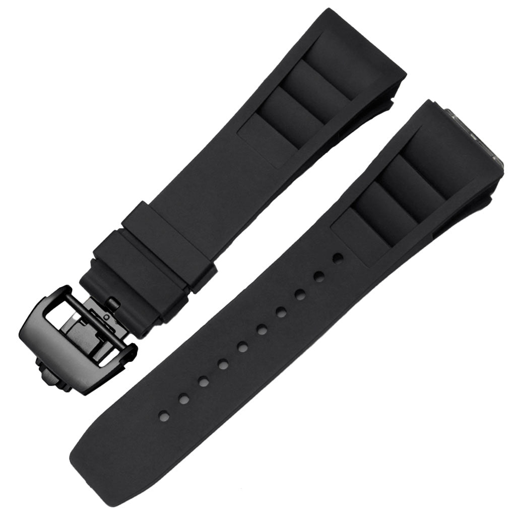 Black Rubber Strap compatible with Pagani Design Birmingham