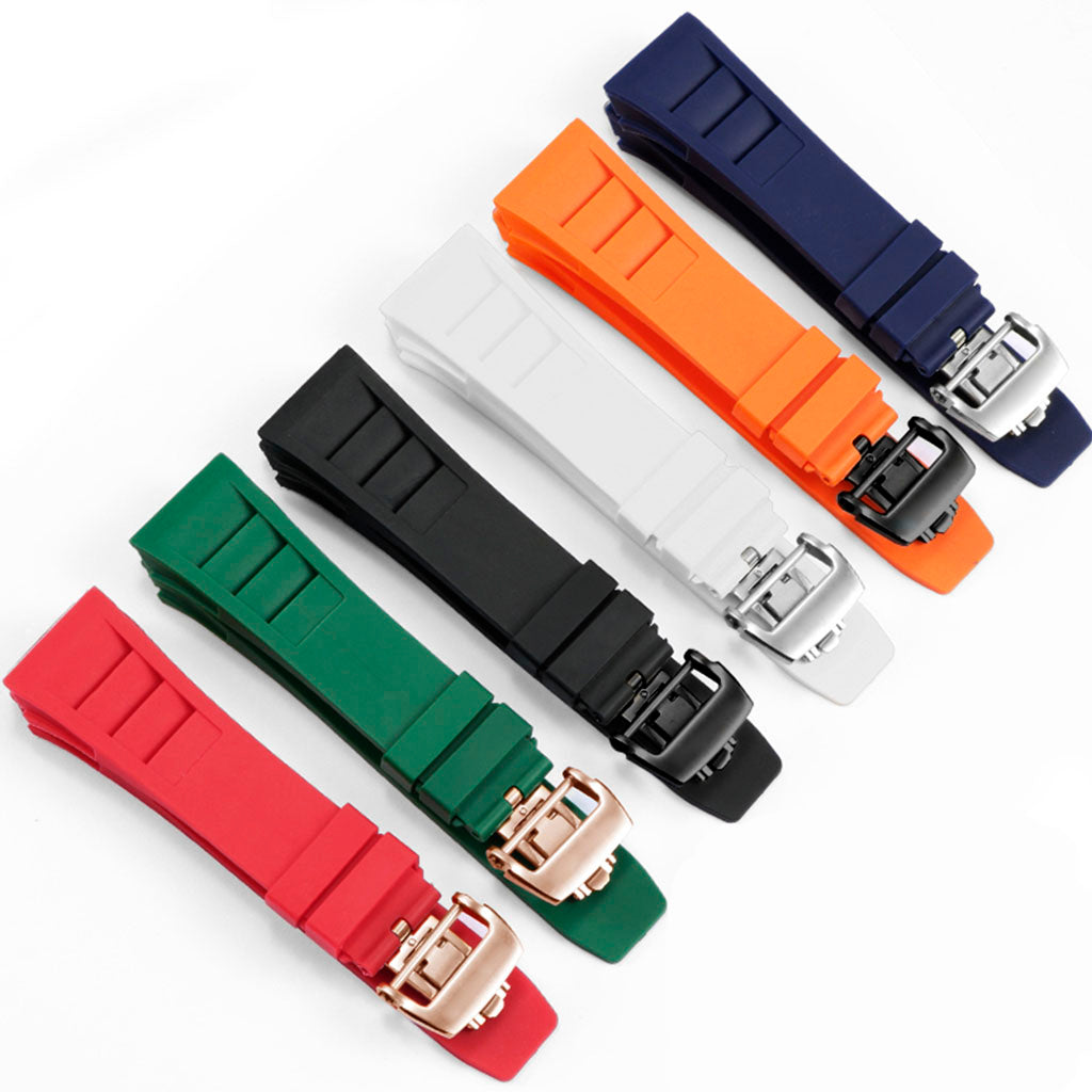 Black Rubber Strap compatible with Pagani Design Birmingham