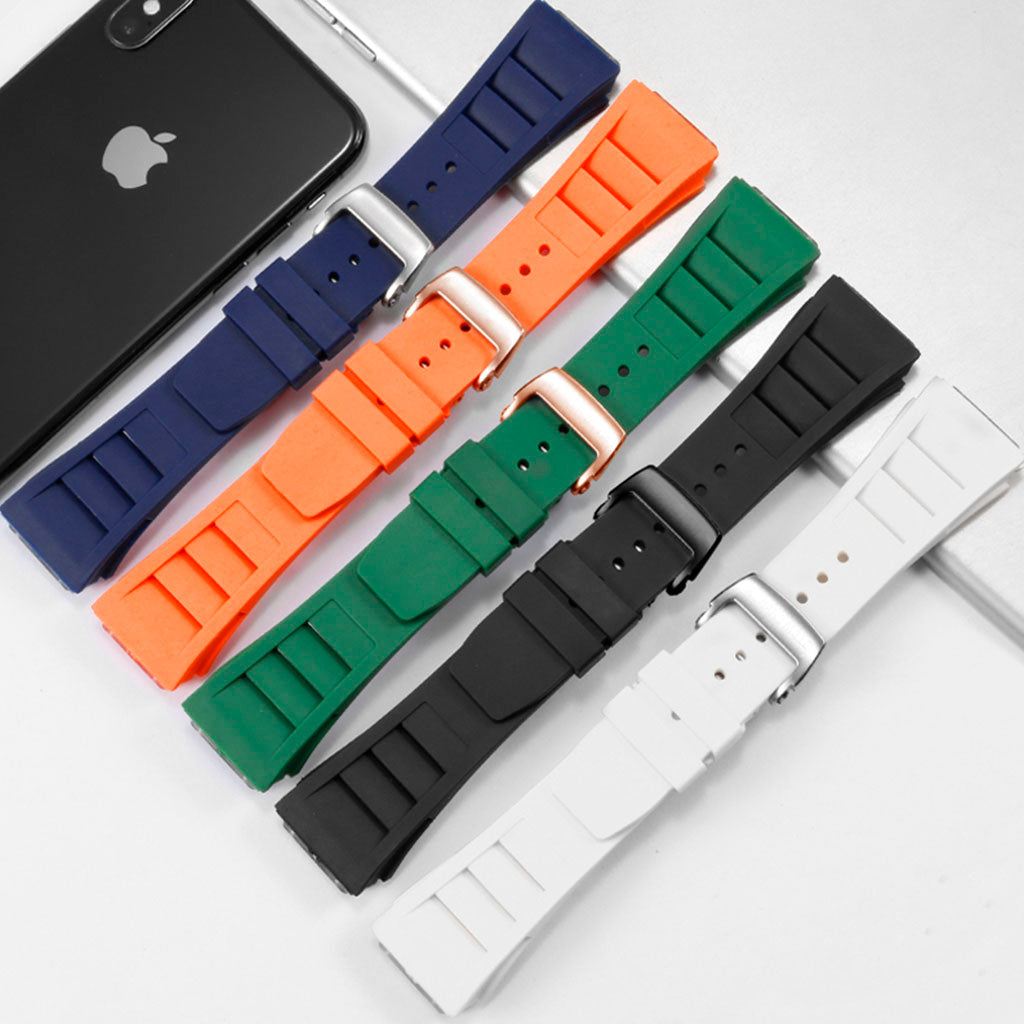 Black Rubber Strap compatible with Pagani Design Birmingham