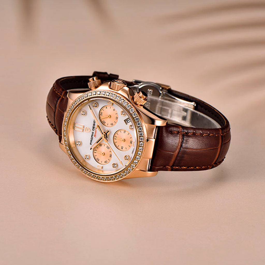 Women's Watch Pagani Design Daisy Gold Brown