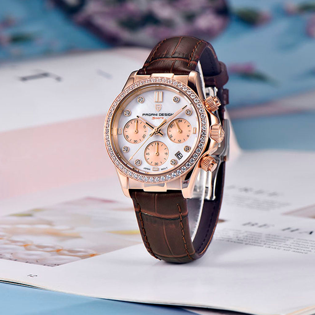 Women's Watch Pagani Design Daisy Gold Brown