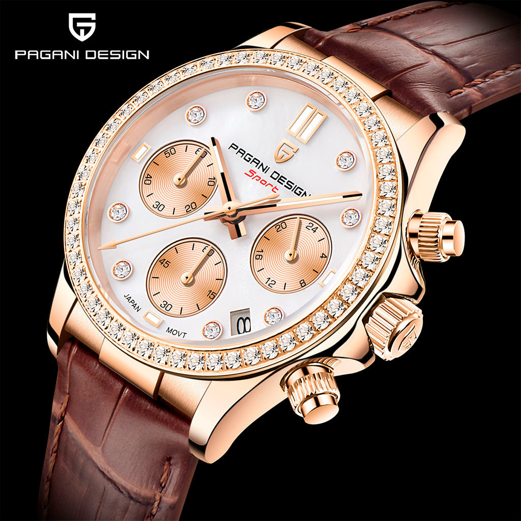 Women's Watch Pagani Design Daisy Gold Brown
