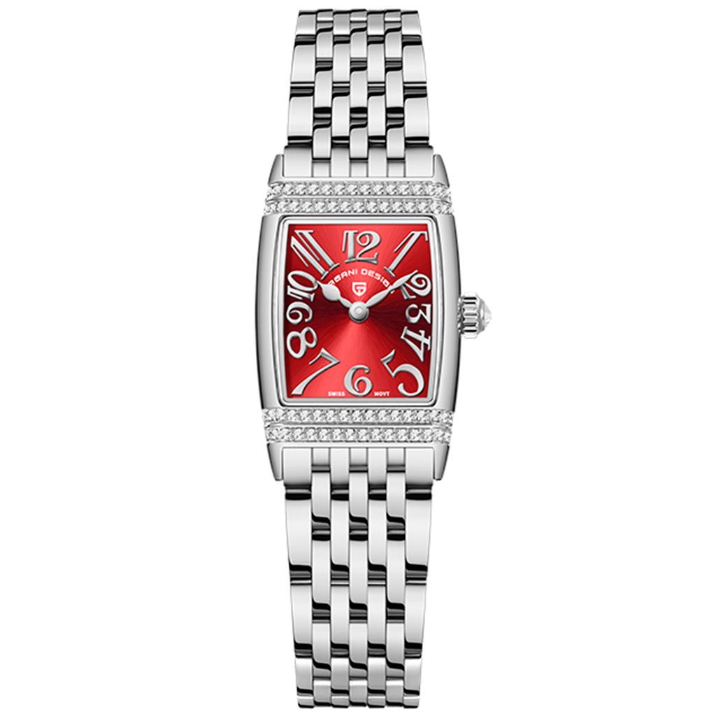Women's Watch Pagani Design Sunflower Silver Red