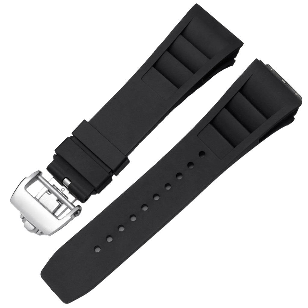Black Rubber Strap compatible with Pagani Design Birmingham